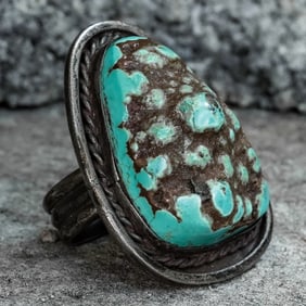 Vintage Navajo Sterling Silver Ring & Turquoise Ring
