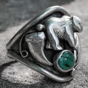 Carol Felley Sterling Silver & Turquoise Motif Ring