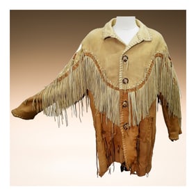 Fort Grizzly Western Fringed Buckskin Coat; Antler Buttons