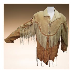 Fort Grizzly Western Fringed Buckskin Coat; Antler Buttons