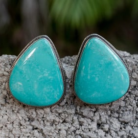 Kirk Smith Vintage Navajo Sterling Silver & Turquoise Earrings