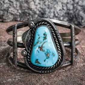 Ben Chapo Sterling Silver and Turquoise Cuff Bracelet