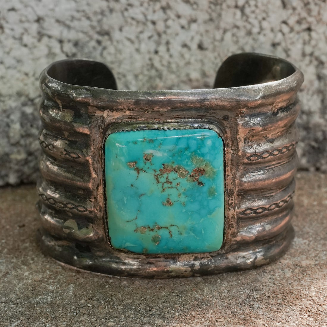 Vintage Navajo Sterling Silver & Turquoise Cuff Bracelet (1 of 7)