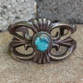 Vintage Navajo Sterling Silver & Turquoise Cuff Bracelet