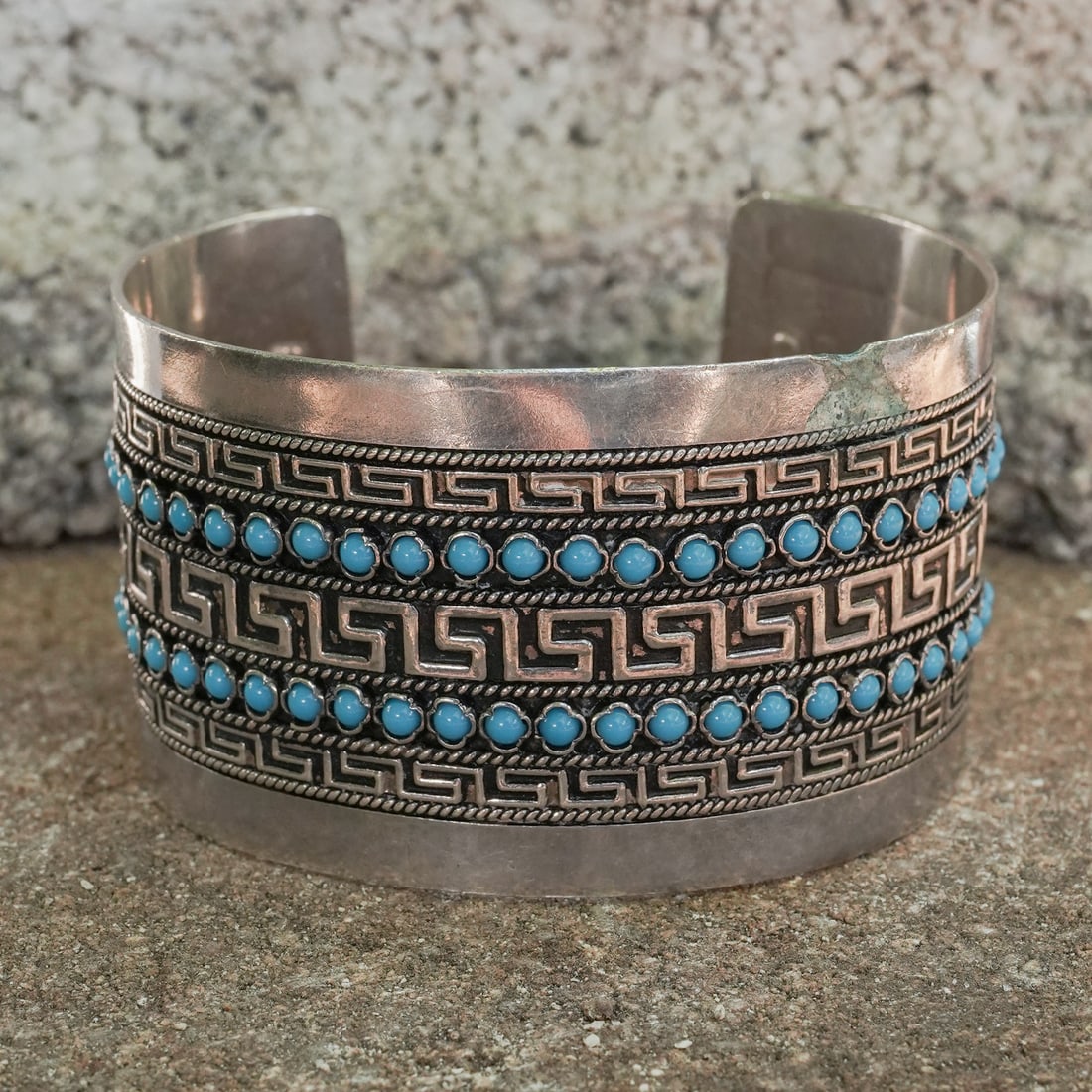 Navajo Sterling Silver & Turquoise Cuff Bracelet (1 of 6)