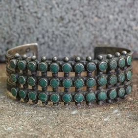 Vintage Navajo Sterling Silver & Turquoise Cuff Bracelet
