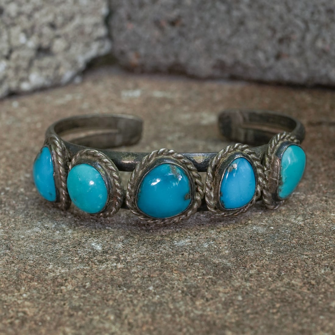 Vintage Navajo Sterling Silver & Turquoise Cuff Bracelet (1 of 6)