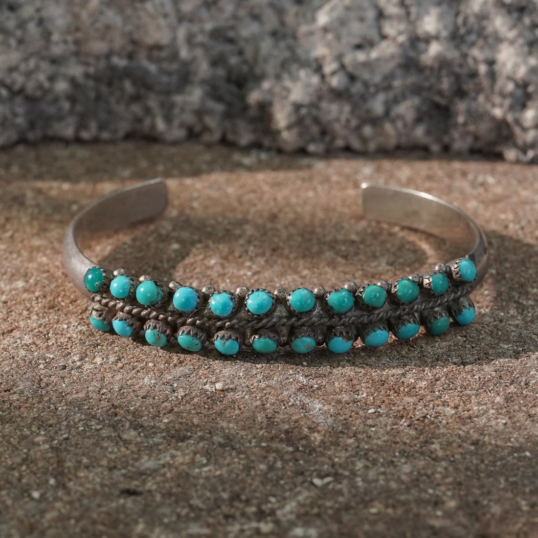 Signed Navajo Sterling Silver & Turquoise Cuff Bracelet (1 of 7)