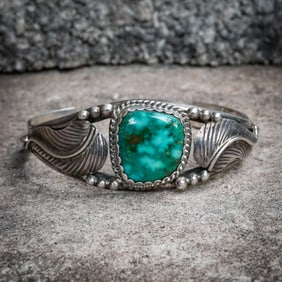 Navajo Sterling Silver Turquoise Cuff
