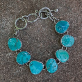 Charles Alberts Navajo Sterling Silver & Turquoise Bracelet