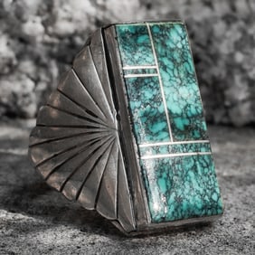 Vintage Navajo Sterling Silver & Turquoise Inlay Ring