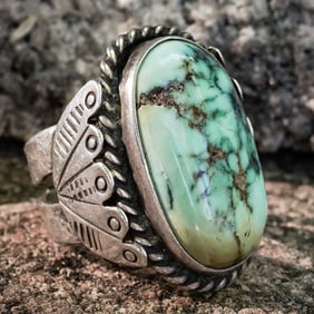 Jimmy Shenold Vintage Navajo Sterling Silver & Turquoise Ring