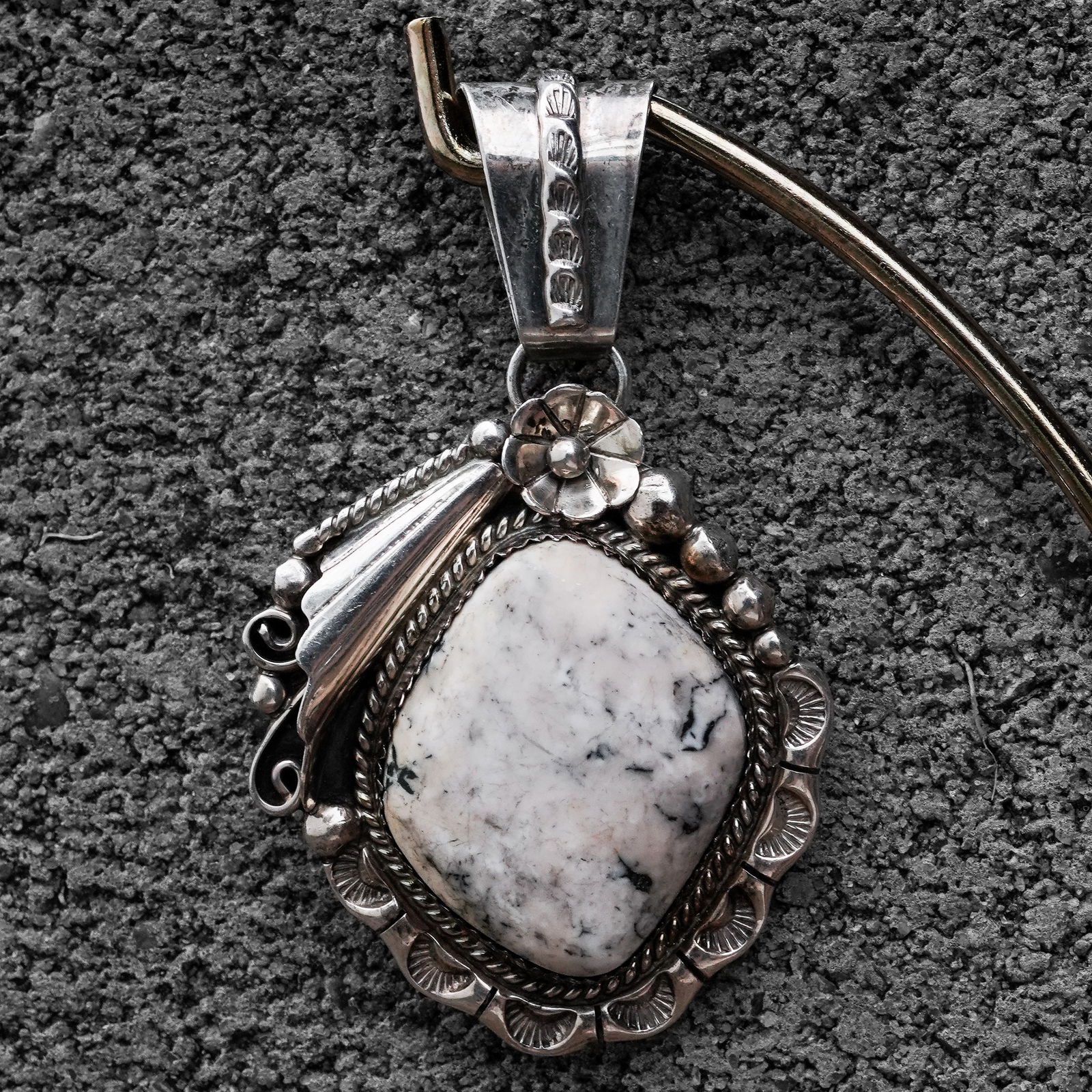 Antonio Martínez Navajo Sterling Silver White Buffalo Pendant (1 of 7)