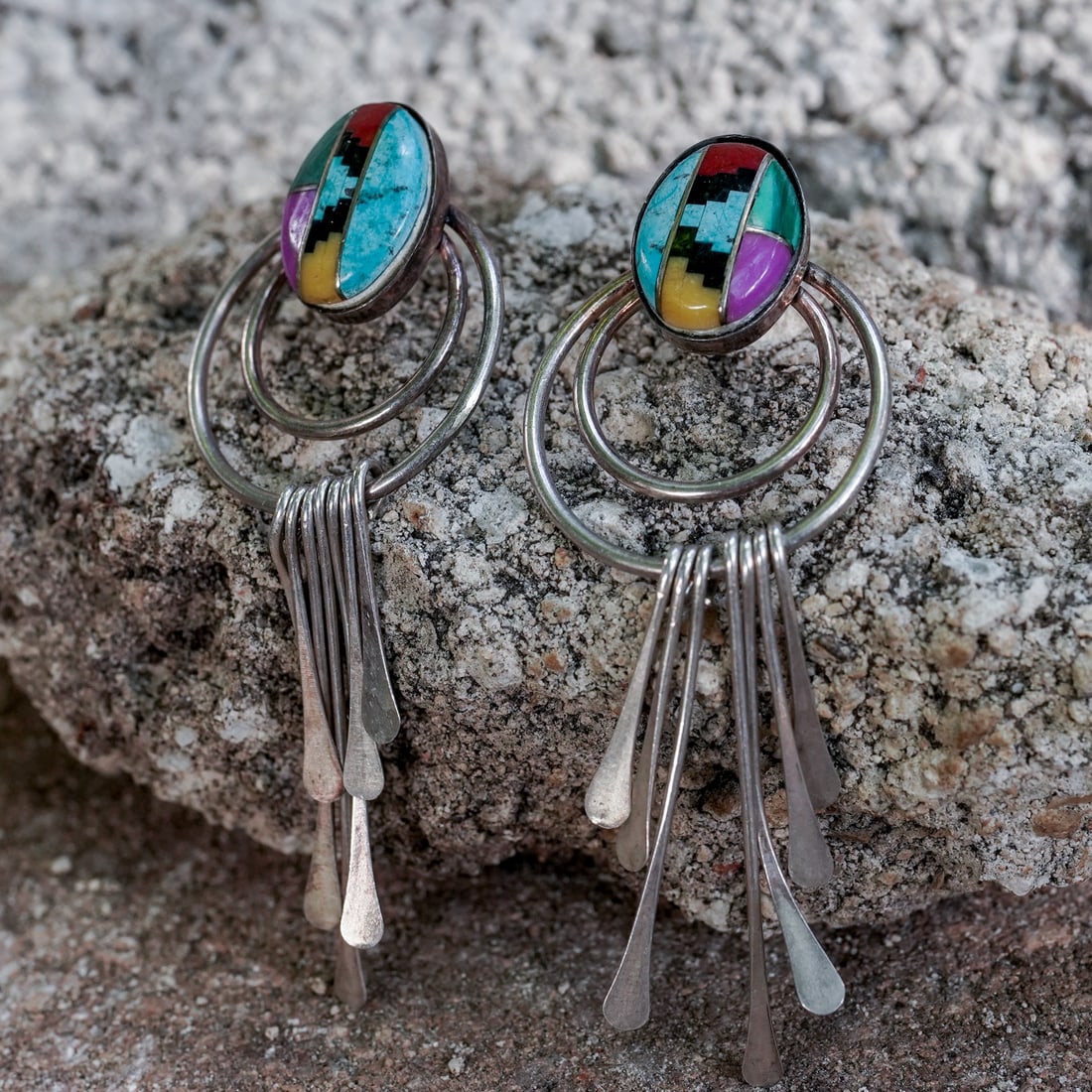 Vintage Sterling Silver & Multi-Stone Earrings (1 of 6)
