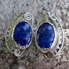 J. Schwartz Sterling Silver & Lapis Lazuli Earrings