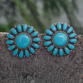 LMB Vintage Navajo Sterling Silver & Turquoise Earrings