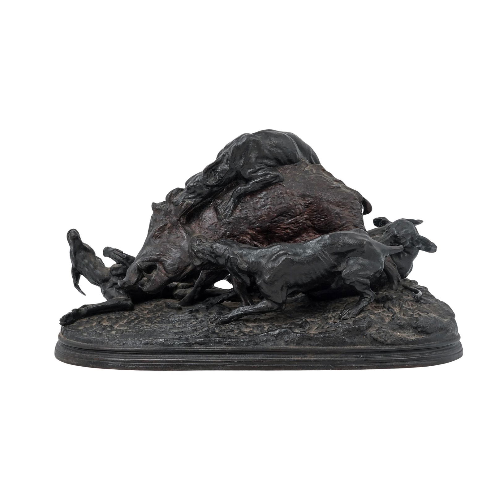 Pierre Jules Mene (1810- 1879) Cast Iron "Boar Hunt" Figural Group (1 of 9)
