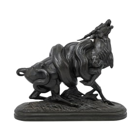 Henri-Alfred Jacquemart (1824-1896) Zebu and Pytho' Bronze Nature Scene