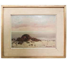 Juan Otero (Argentinian, 1920-1973) Coastal Scene Oil Painting on Board