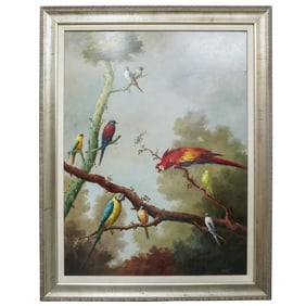 Jeannine Albert (French, b.1939) Oil on Canvas Birds Painting