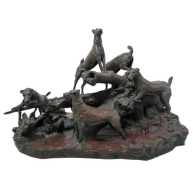 William Mackarness "C Mackarness" Large Hunting Dog Bronze