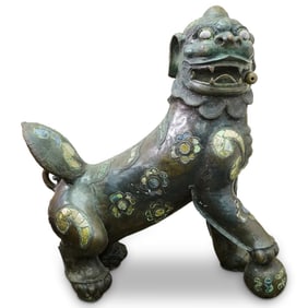 Karl Springer Attrib. Large Bronze Foo Dog Statue