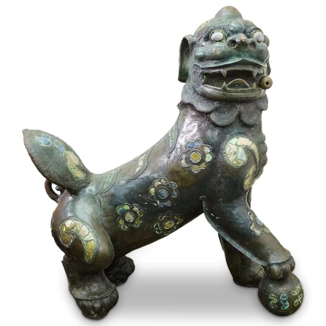 Karl Springer Attrib. Large Bronze Foo Dog Statue (1 of 12)