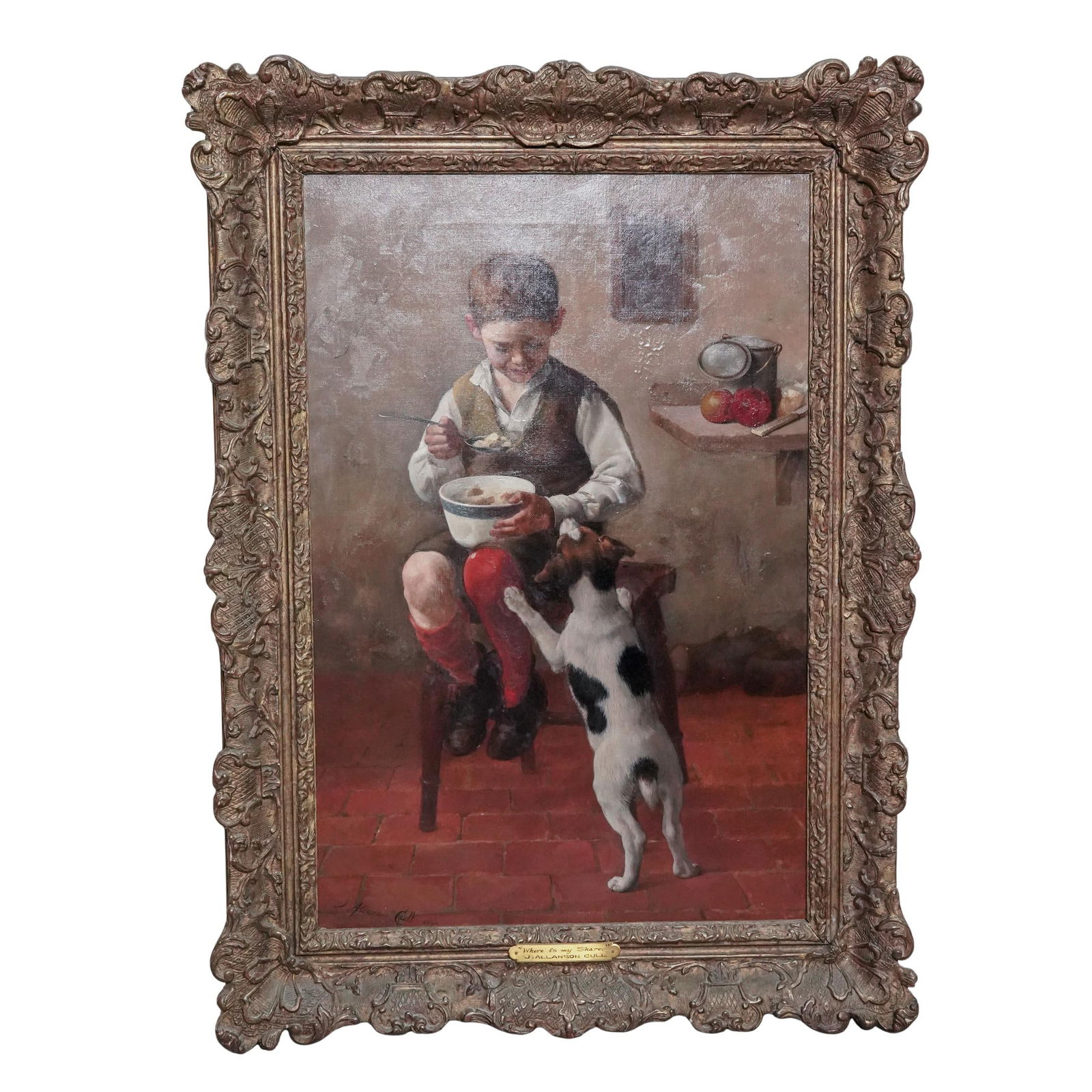 James Allanson Cull (British 1846-1919) Antique Large Oil on Canvas Painting Titled “Where is my (1 of 6)