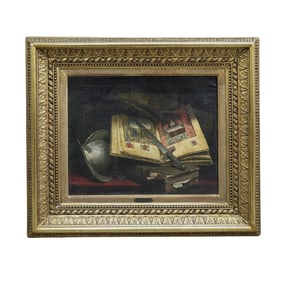 M.J Arnaud Paris Salon Antique Oil on Canvas Still Life Painting