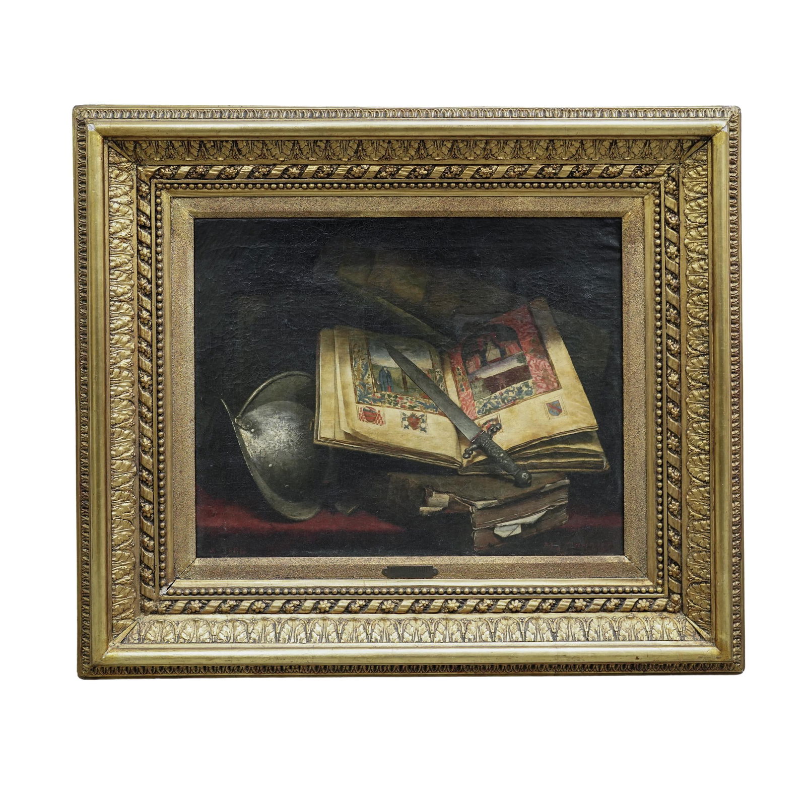 M.J Arnaud Paris Salon Antique Oil on Canvas Still Life Painting (1 of 13)