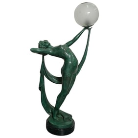 F. Prise Art Deco Bronze Dancer Lamp