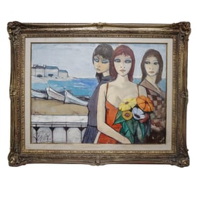 Charles Levier (French, 1920-2003) "Femmes a la Plage" Oil on Canvas