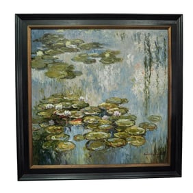 Jamie Lisa (Korean, b. 1956) Waterlilies Impressionist Impasto Oil on Canvas