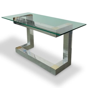 Paul Evans Chrome and Brass Glass Table