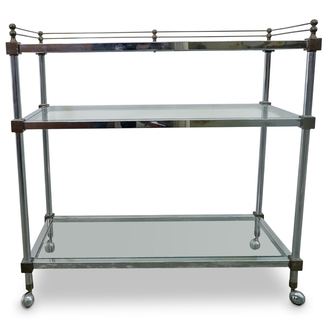 John Vesey Glass and Chrome Rolling Etagere (1 of 6)