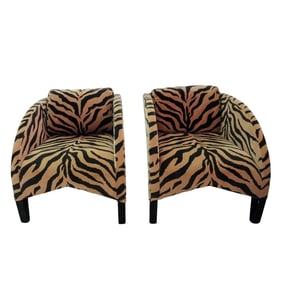 Pair of Art Deco Style Tiger Upholstered Chairs