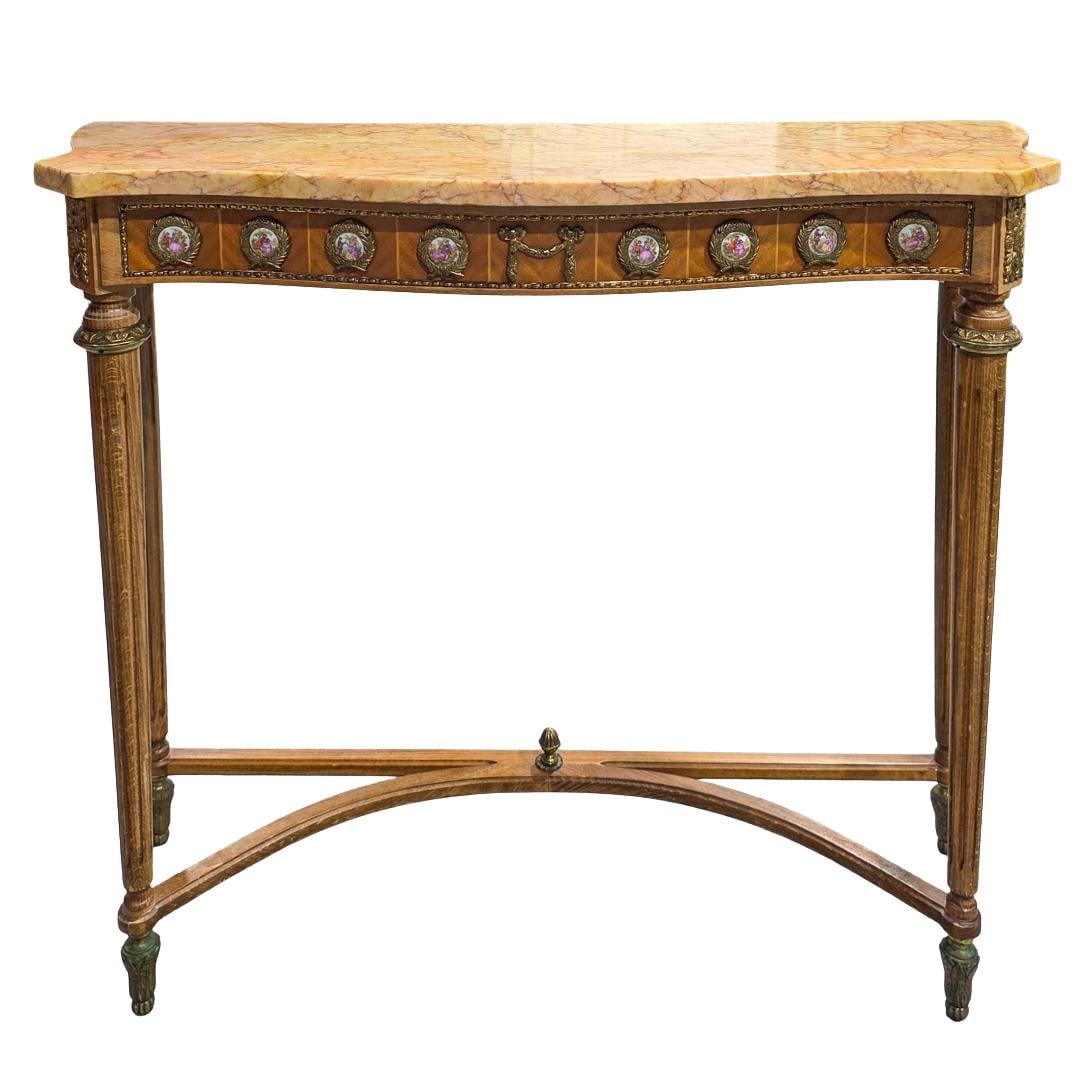 French Louis XVI Style Wood and Marble Table (1 of 6)