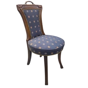 French Regency Style Carved Wood Upholstered Side Chair