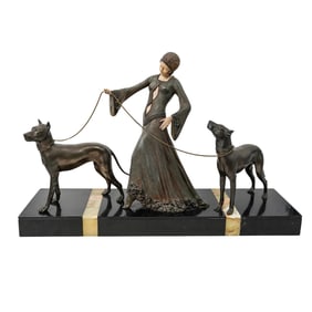 Georges Gori (France, 1894-1944) "Les Gardiens"Art Deco Bronze Sculpture