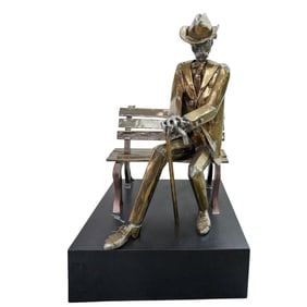 Leonard Bernstein Brass Seated Figure Sculpture