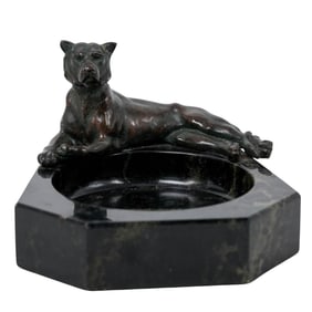 Art Deco Bronze Lioness Ashtray