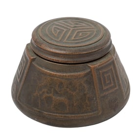 Tiffany Studios "Greek Key" Bronze Inkwell