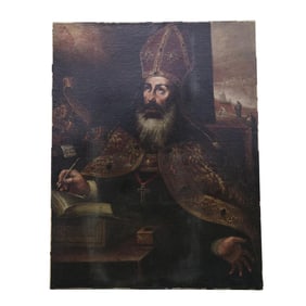 18th Cent. Spanish School Oil Painting of Saint Augustine of Hippo