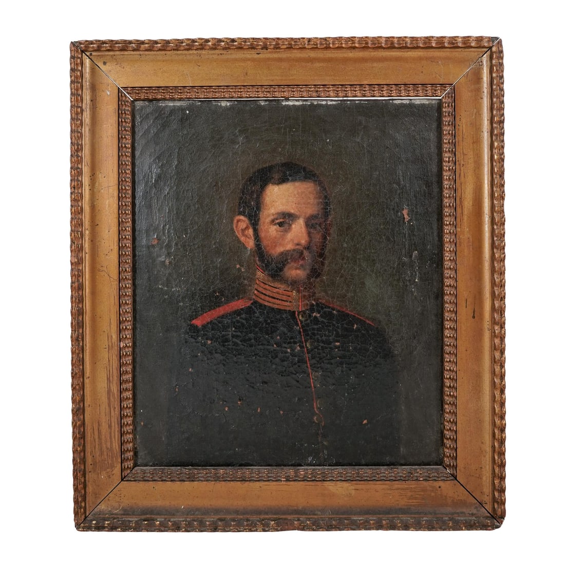 19th Century Oil On Canvas Portrait of a Military Officer: 19th Century Oil On Canvas Portrait of a Military Officer 19th Cent. Italian Oil on canvas depicting a military officer in uniform, shown in a three-quater view against a dark back ground. The sitter 