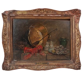 Desire Alfred Magne (1855-1936) Oil On Board Still Life Painting