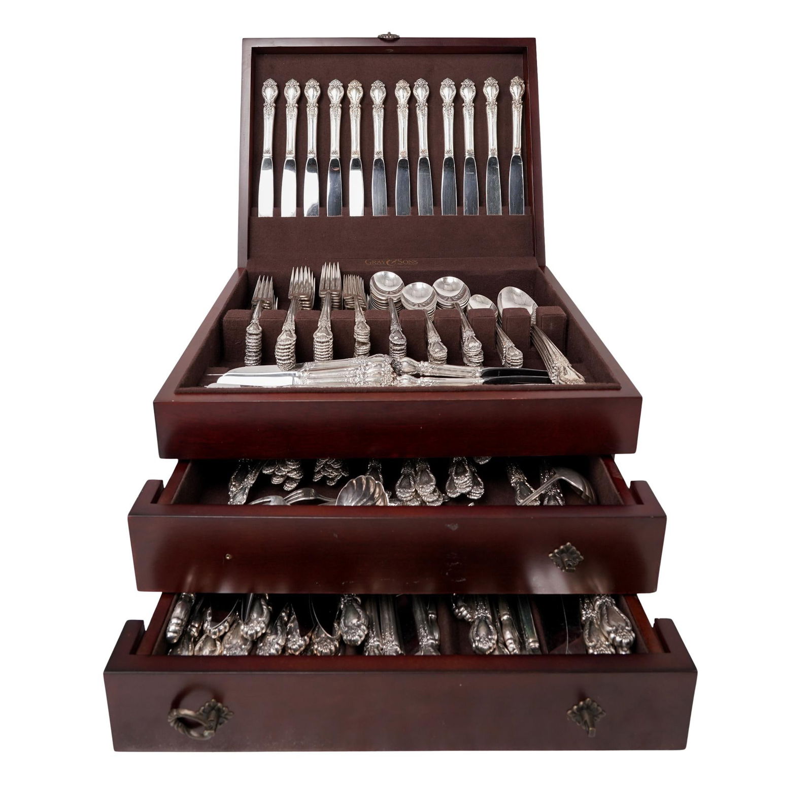 (260 pcs) International Sterling "Brocade" Flatware Set (1 of 9)