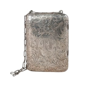 Art Nouveau Sterling Silver Engraved Compact Case