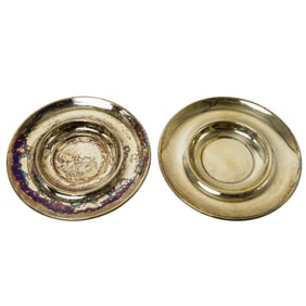 Pair of Vintage Cartier Sterling Vermeil Saucers