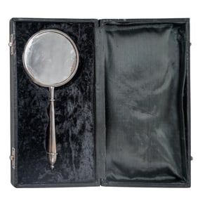 Art Nouveau Cartier Sterling Silver Hand Mirror in Original Box