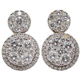 18k White Gold Diamond Double Disc Stud Earrings